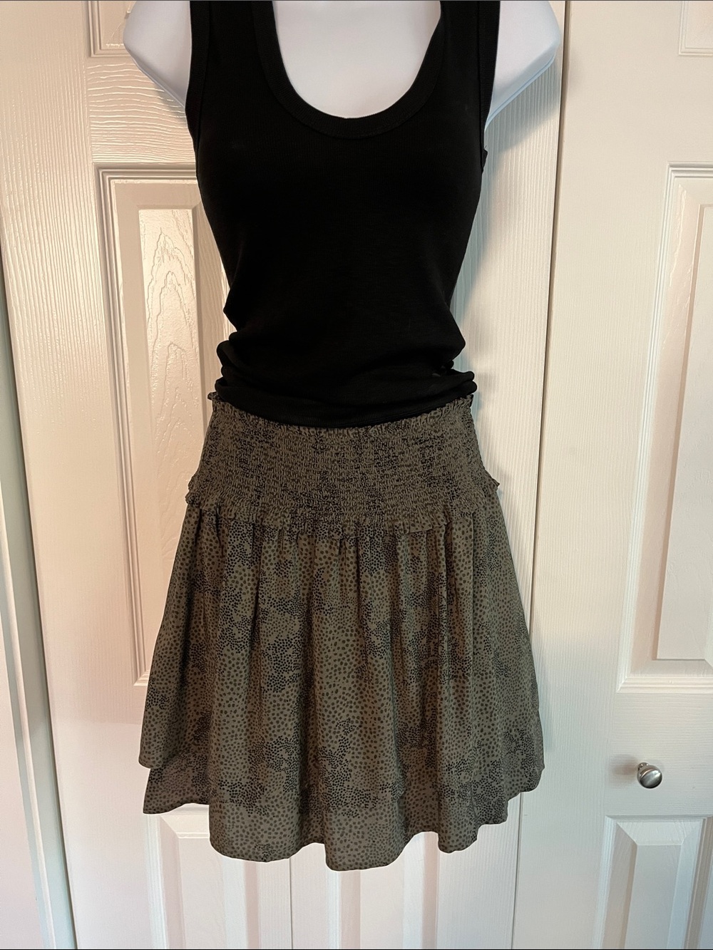 Rails Olive Green Smocked Waist Tiered Skirt